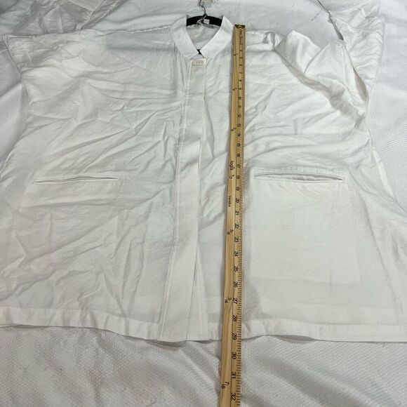 Redwood Court White Boxy Oversized Lagenlook Bamboo Silk Button Up Top Sz S NWT - Picture 5 of 9